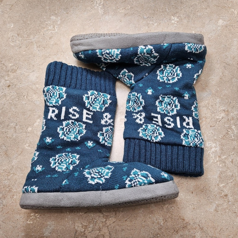 Life‎ Is Good Slipper Boots Womens Size Small 5-6 Knit Rise & Shine Cozy Indoor - Picture 9 of 9